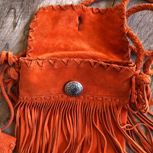 SOLD-RALPH LAUREN COLLECTION Fringed Orange Suede Western Cross Body Bag! RARE - Picture 3 of 8
